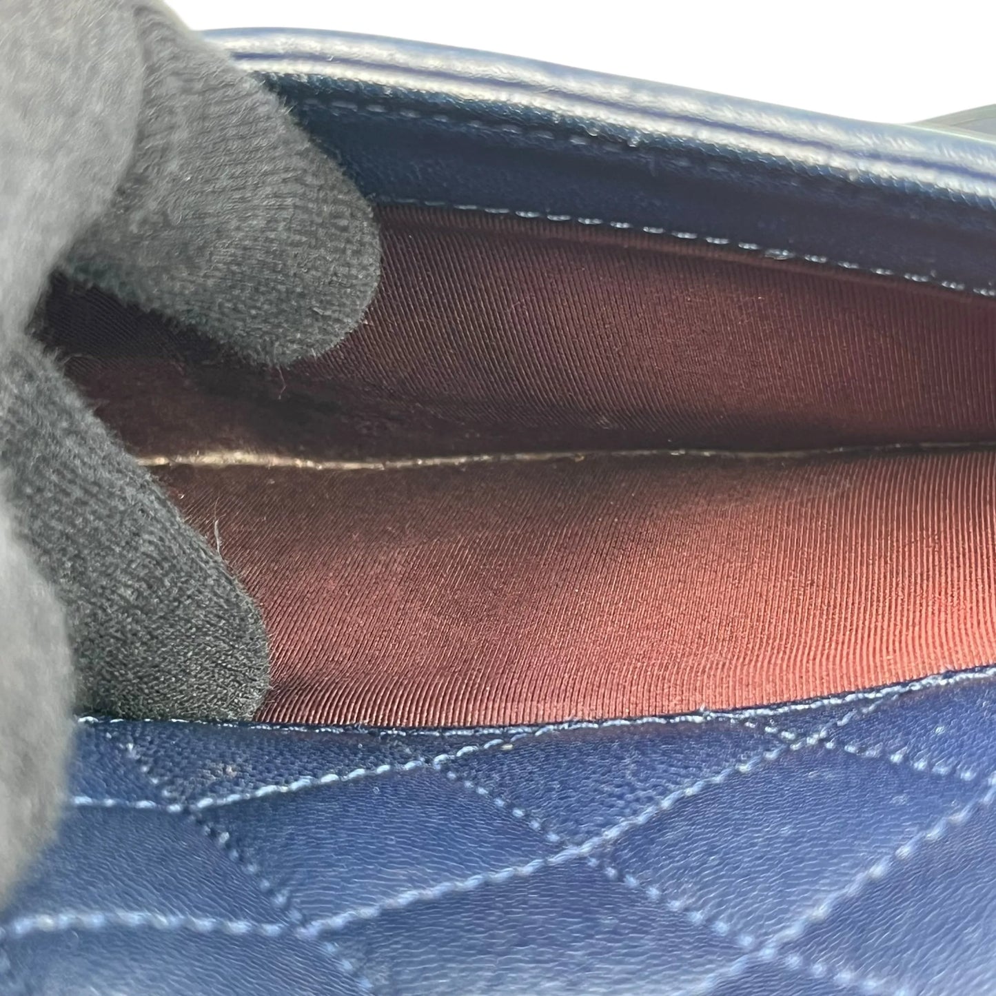 CHANEL CC University Matelasse Goatskin Chain Shoulder Bag - Navy 