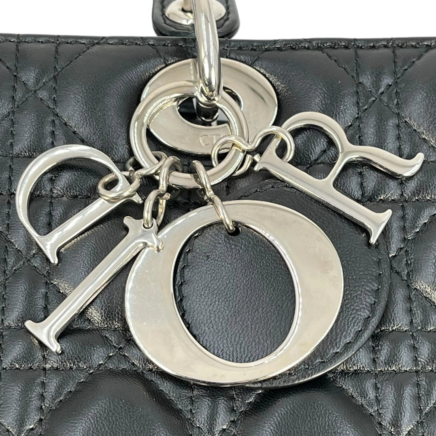 Christian Dior Lady Dior Cannage Lambskin Handbag/Shoulder Bag - Black 