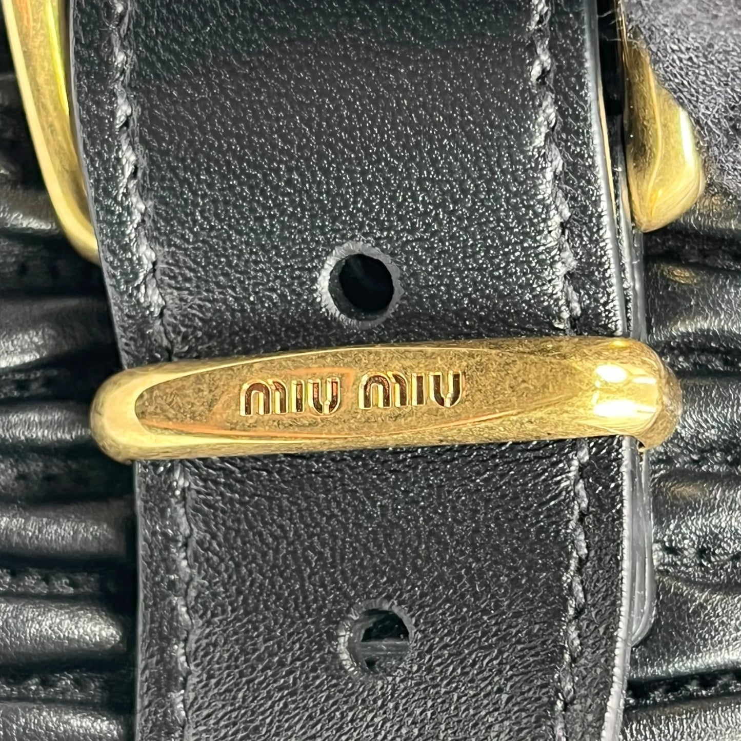 MIUMIU Matelasse Leather Second Bag Handbag - Black