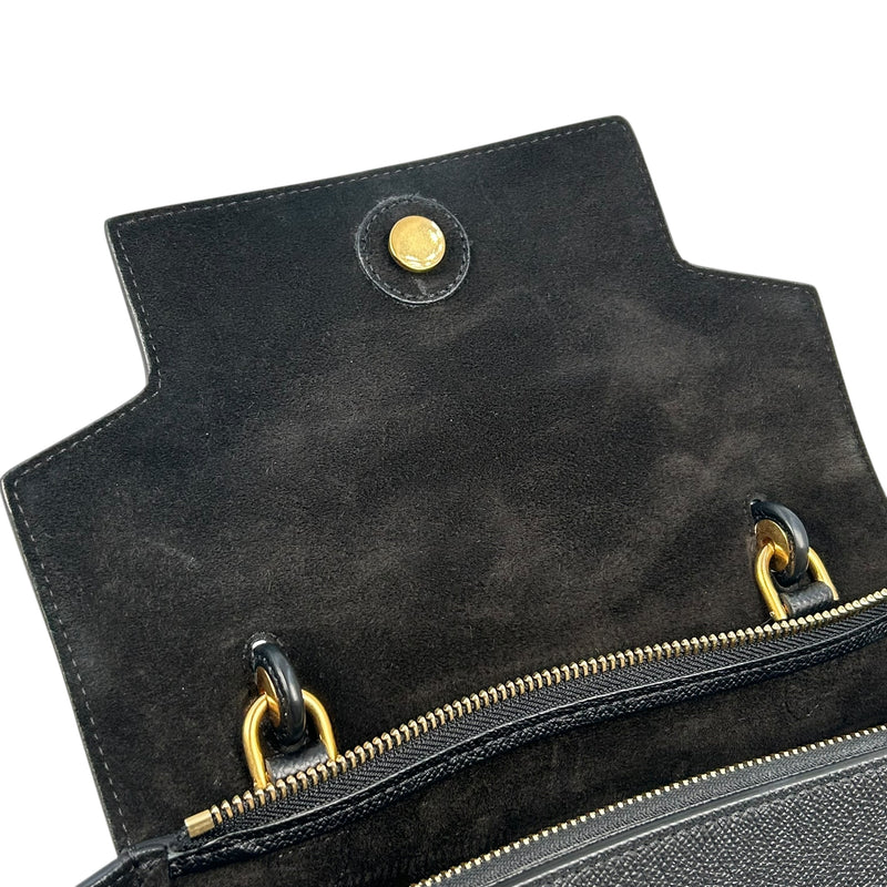 CELINE Leather Micro Beret Handbag/Shoulder Bag - Black 