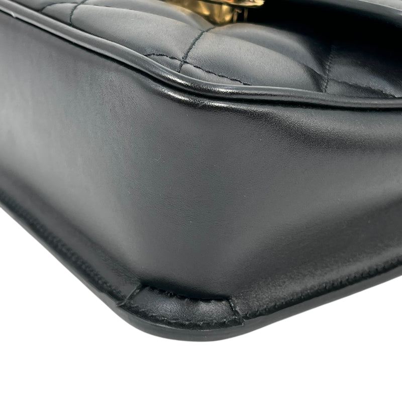 GUCCI Deco Leather Mini Chain Shoulder Bag - Black 