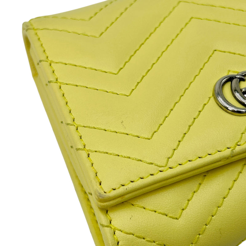 GUCCI GG Marmont Leather Bi-fold Compact Wallet - Yellow 