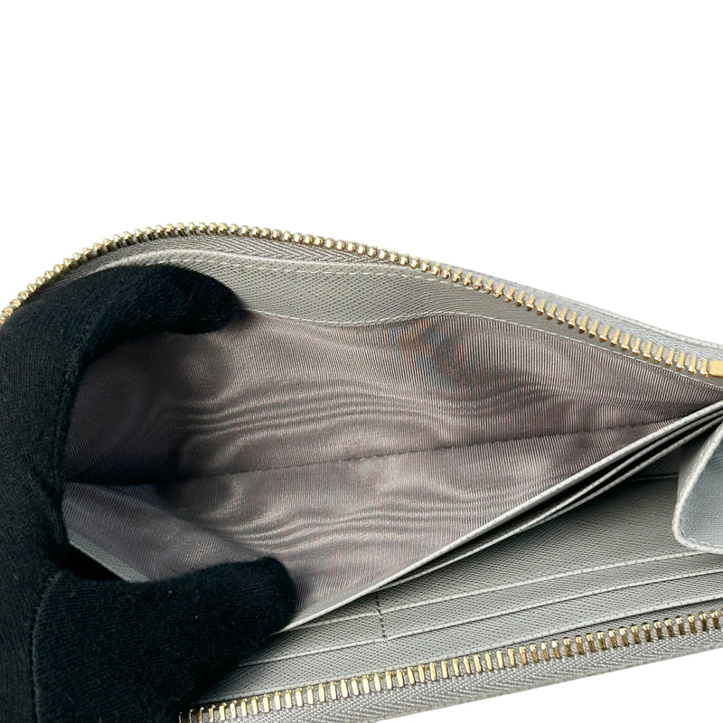 PRADA Saffiano Leather Long Wallet - Grey 