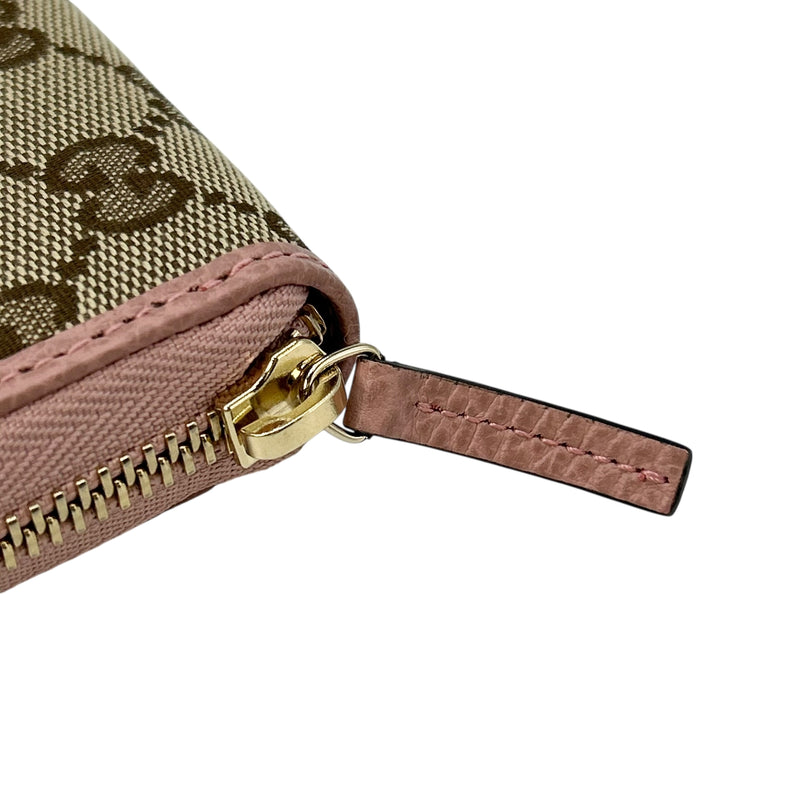 GUCCI GG Canvas Zip Around Long Wallet - Beige 