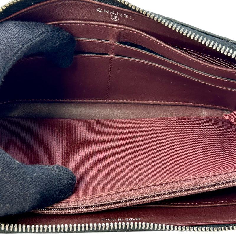 CHANEL Cambon Line Lambskin Long Wallet - Black 