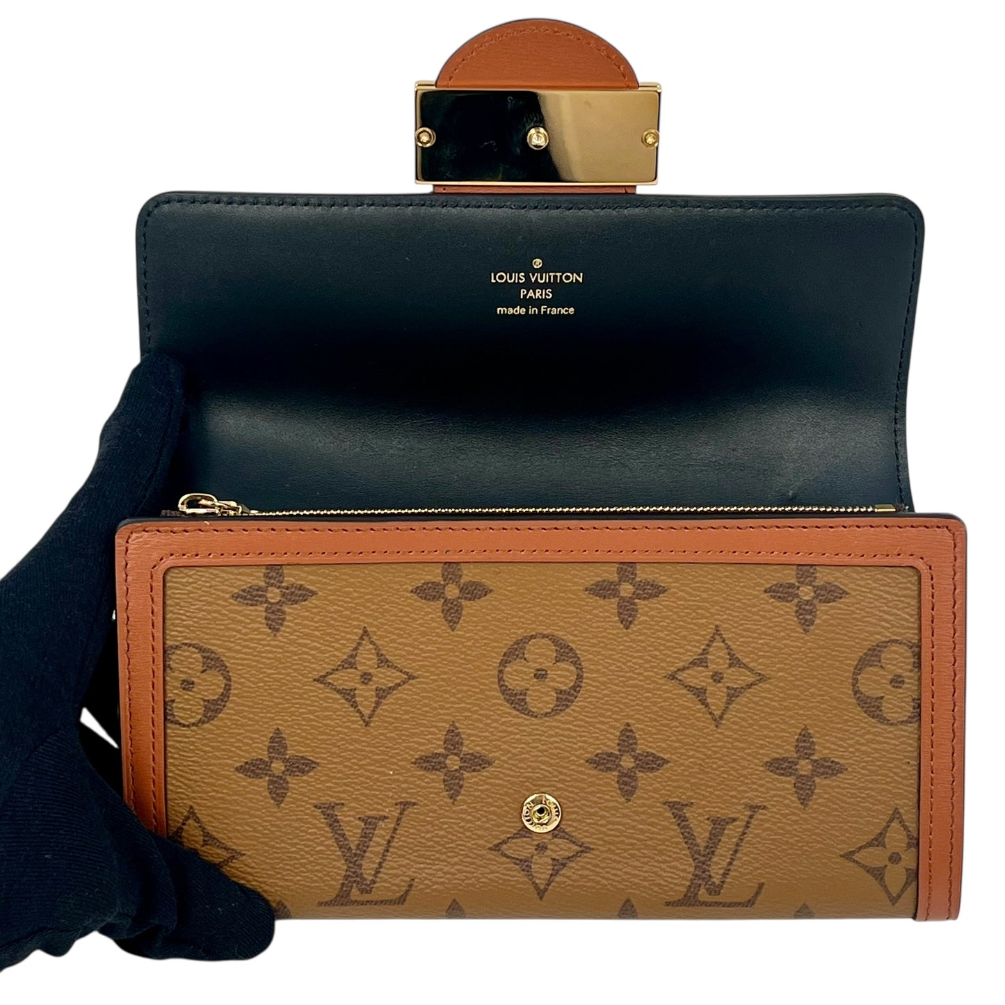 Louis Vuitton Monogram Canvas Reverse Portefeuille Sarah Dauphine Long Wallet - Brown 