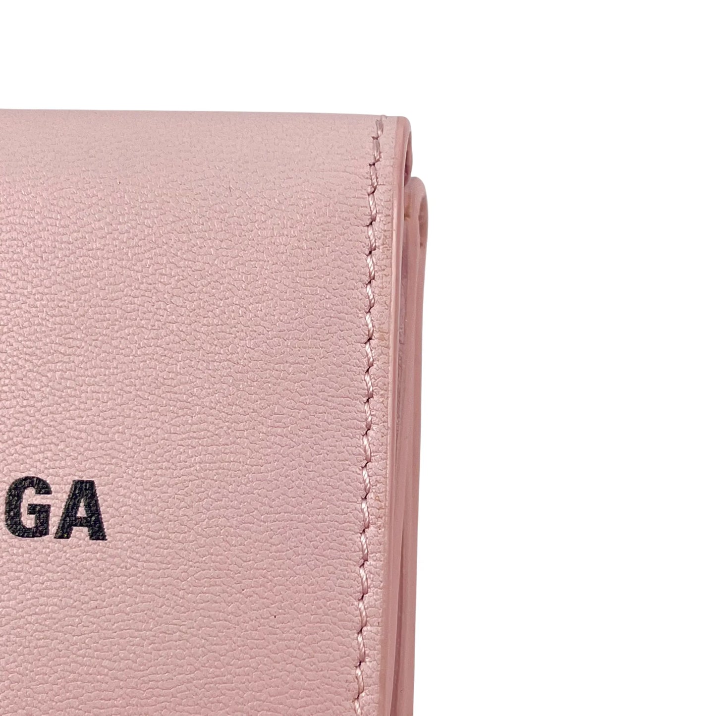 BALENCIAGA Cash Mini Leather Tri-fold Compact Wallet - Pink