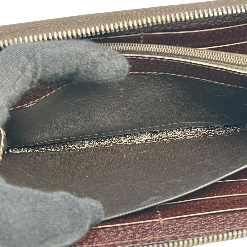 GUCCI キャンバス グッチシマ ラウンドジップ ロングウォレット - ブラウン