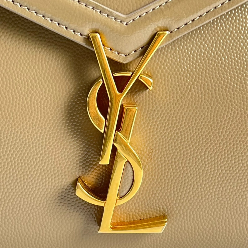 Saint Laurent Cassandra Top Handbag/Shoulder Bag - Beige 