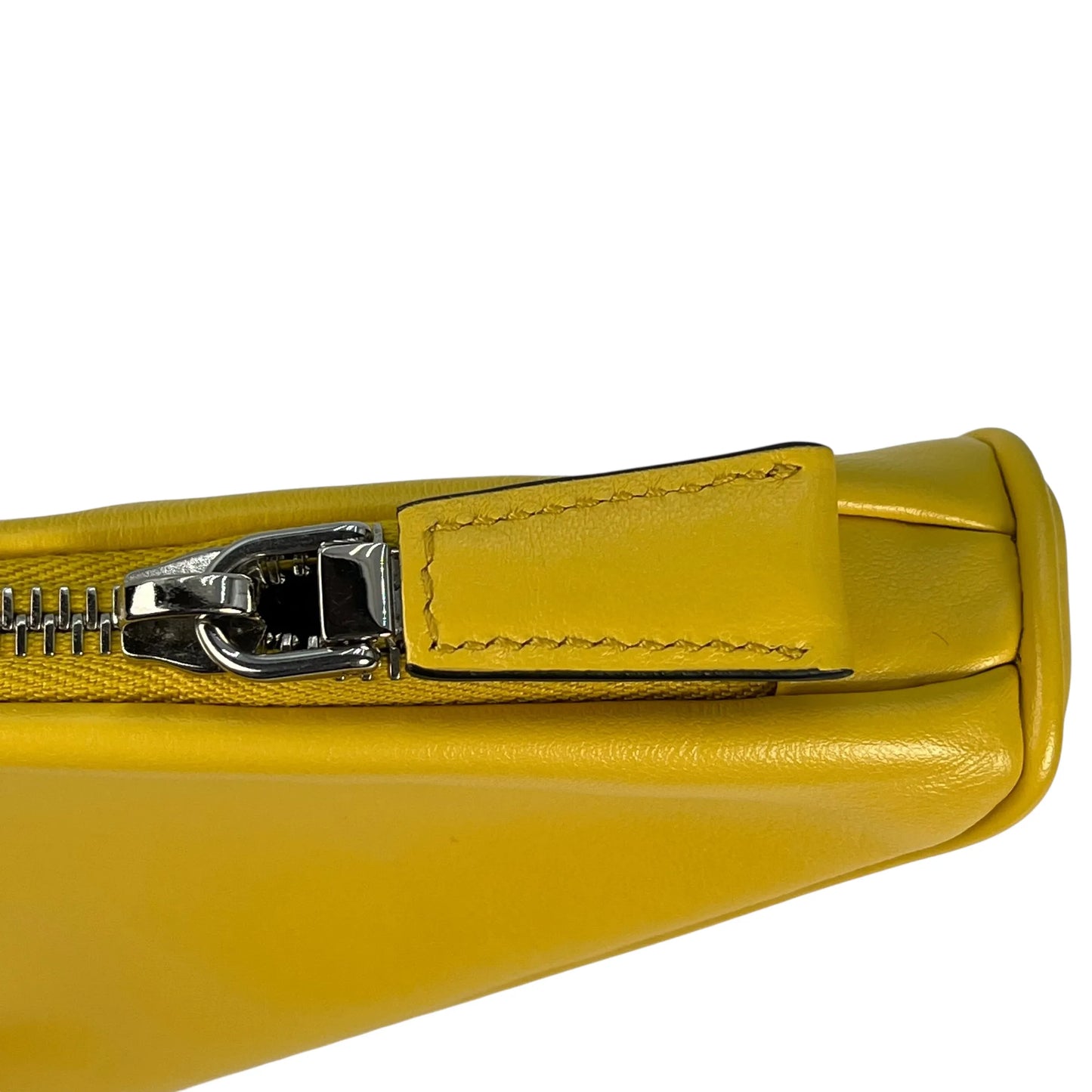 Prada Triangle Leather Clutch Bag - Yellow 