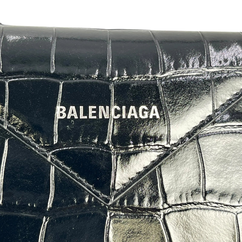 BALENCIAGA Crocodile Paper Card Case - Black 