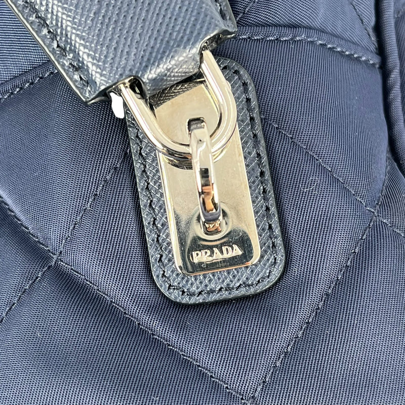 PRADA Quilted Nylon Chain Shoulder Bag - Navy 