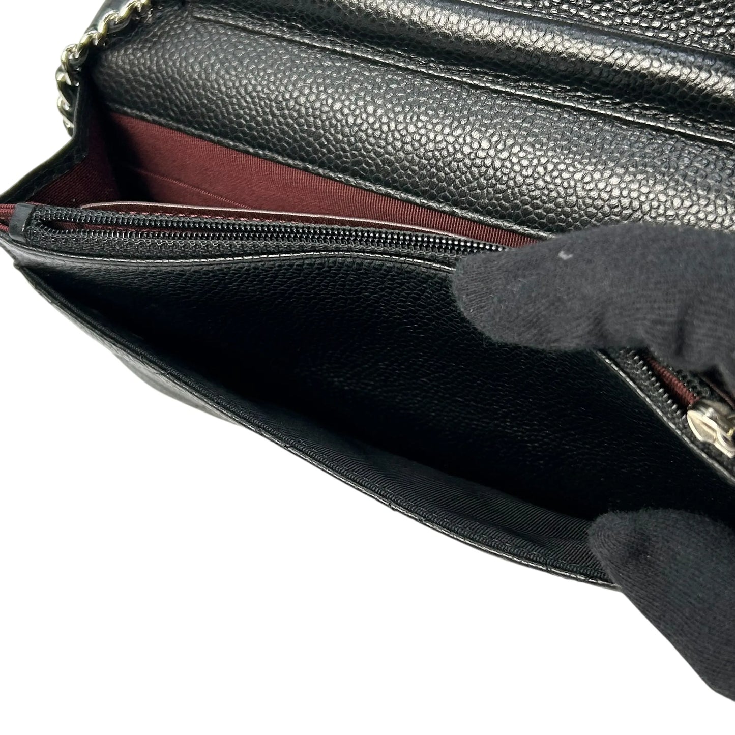 CHANEL マトラッセ キャビアスキン チェーンウォレット - ブラック - 34883