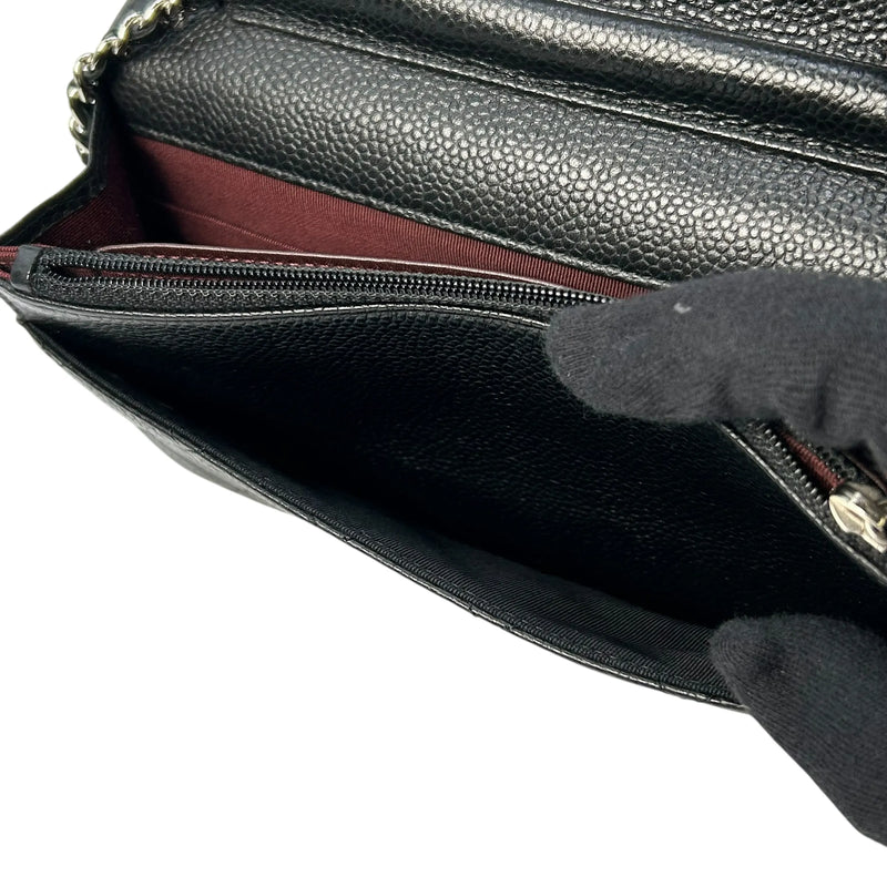 CHANEL マトラッセ キャビアスキン チェーンウォレット - ブラック - 34883