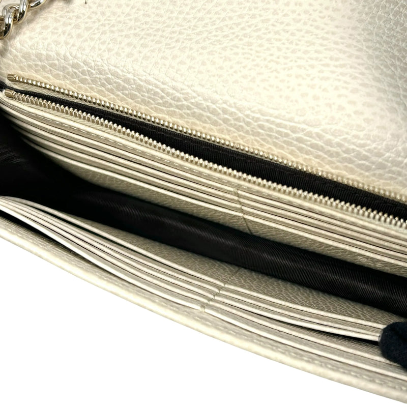 GUCCI Interrocking G Chain Wallet Shoulder Bag - Cream White 