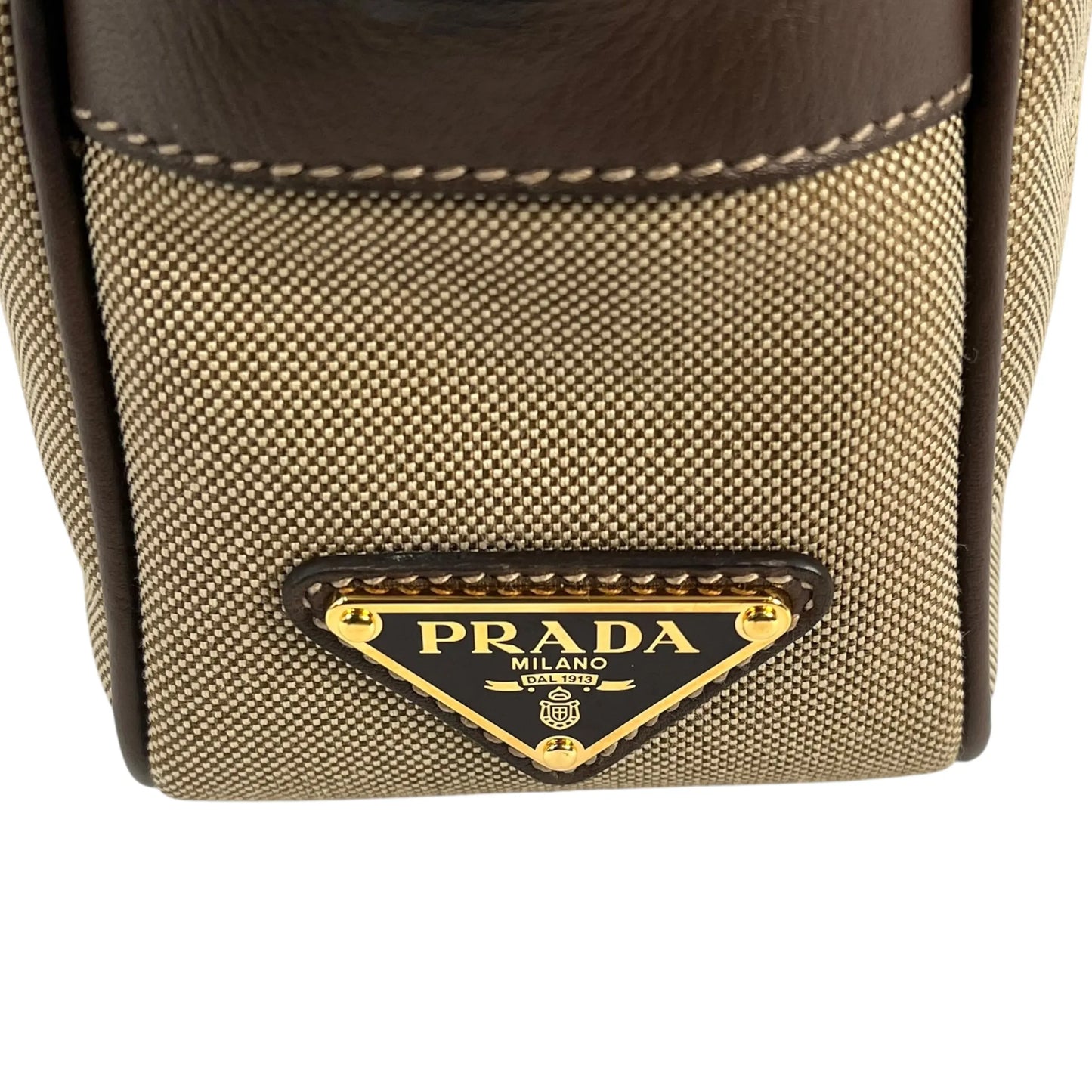PRADA プラダロゴ ジャカード ショルダーバッグ - ベージュ
