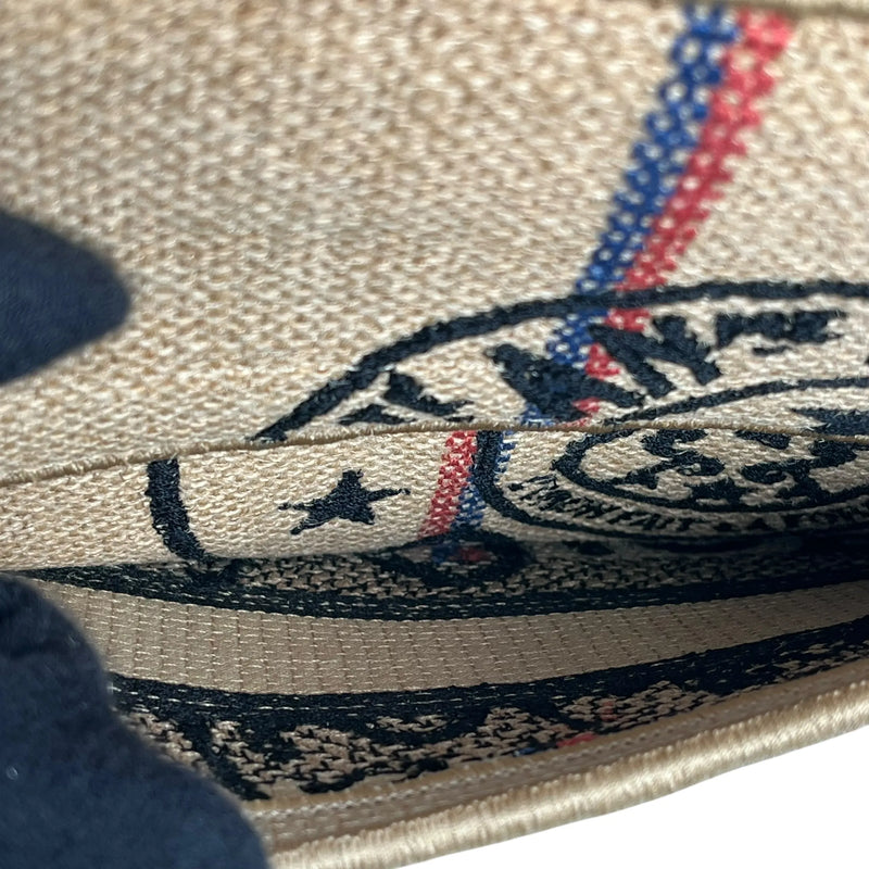 Dior Saddle Jute Canvas Embroidered With Dior Union Motif Hand Bag - Beige 