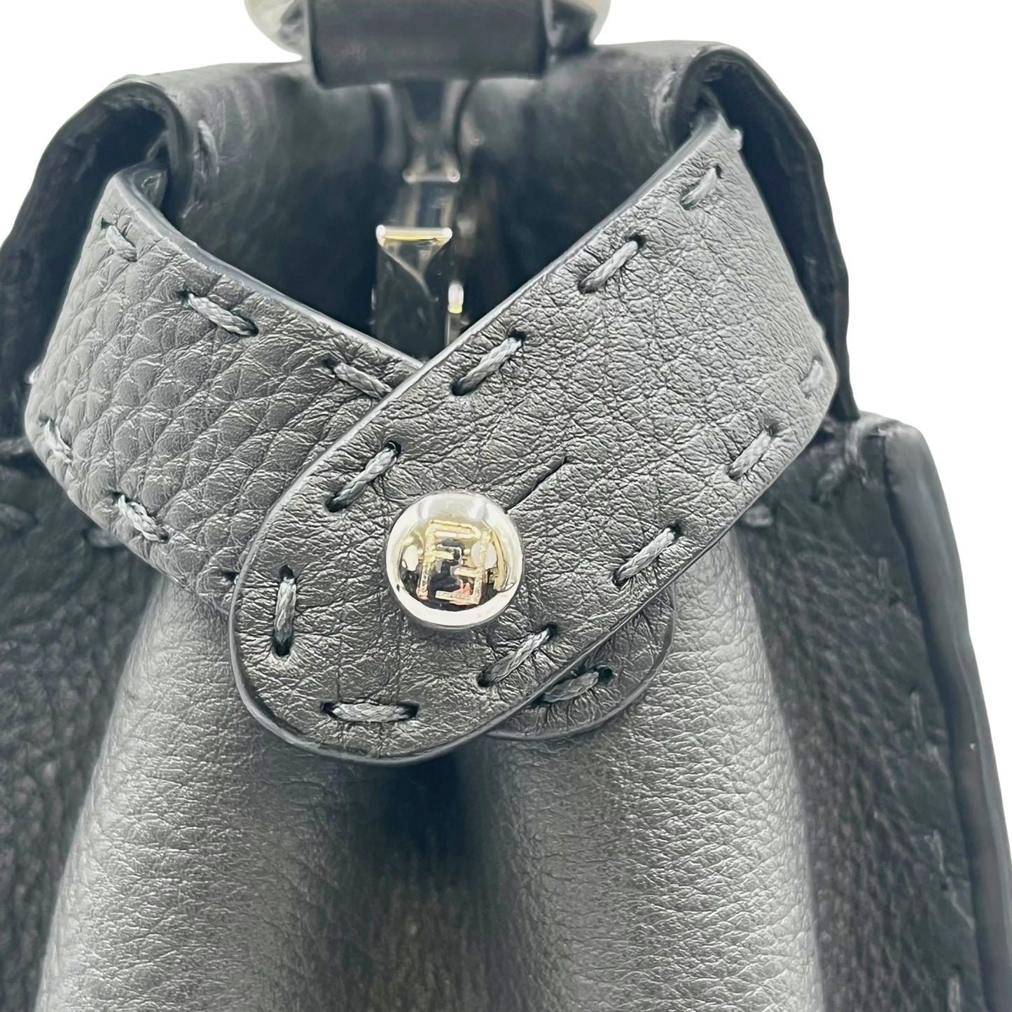 FENDI Peekaboo Leather Handbag/Shoulder Bag - Grey 