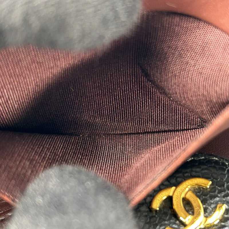 CHANEL Matelassé Caviar Leather Classic Flap Compact Wallet - Black 