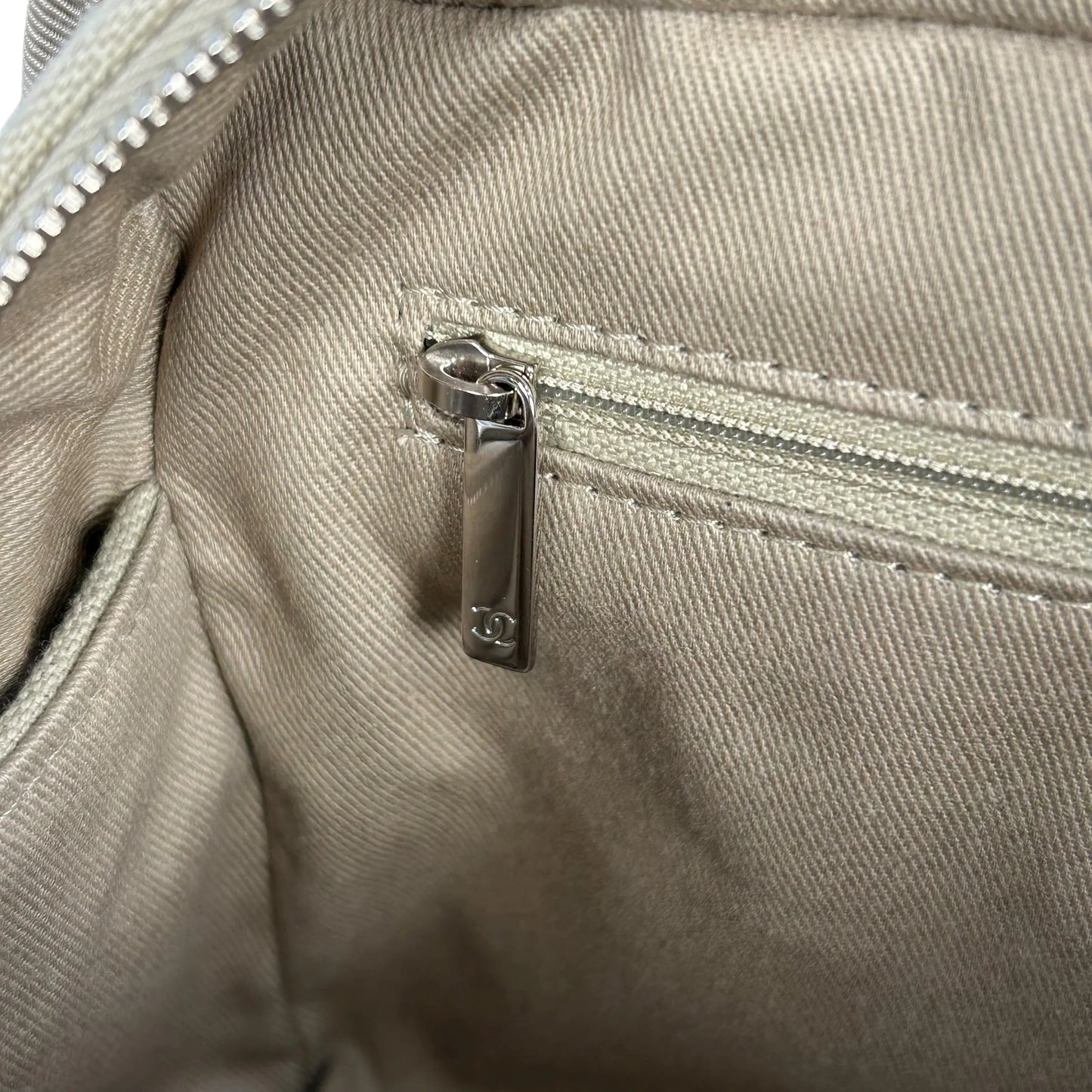 CHANEL Deauville Bowling Canvas Handbag/Shoulder Bag - Beige 