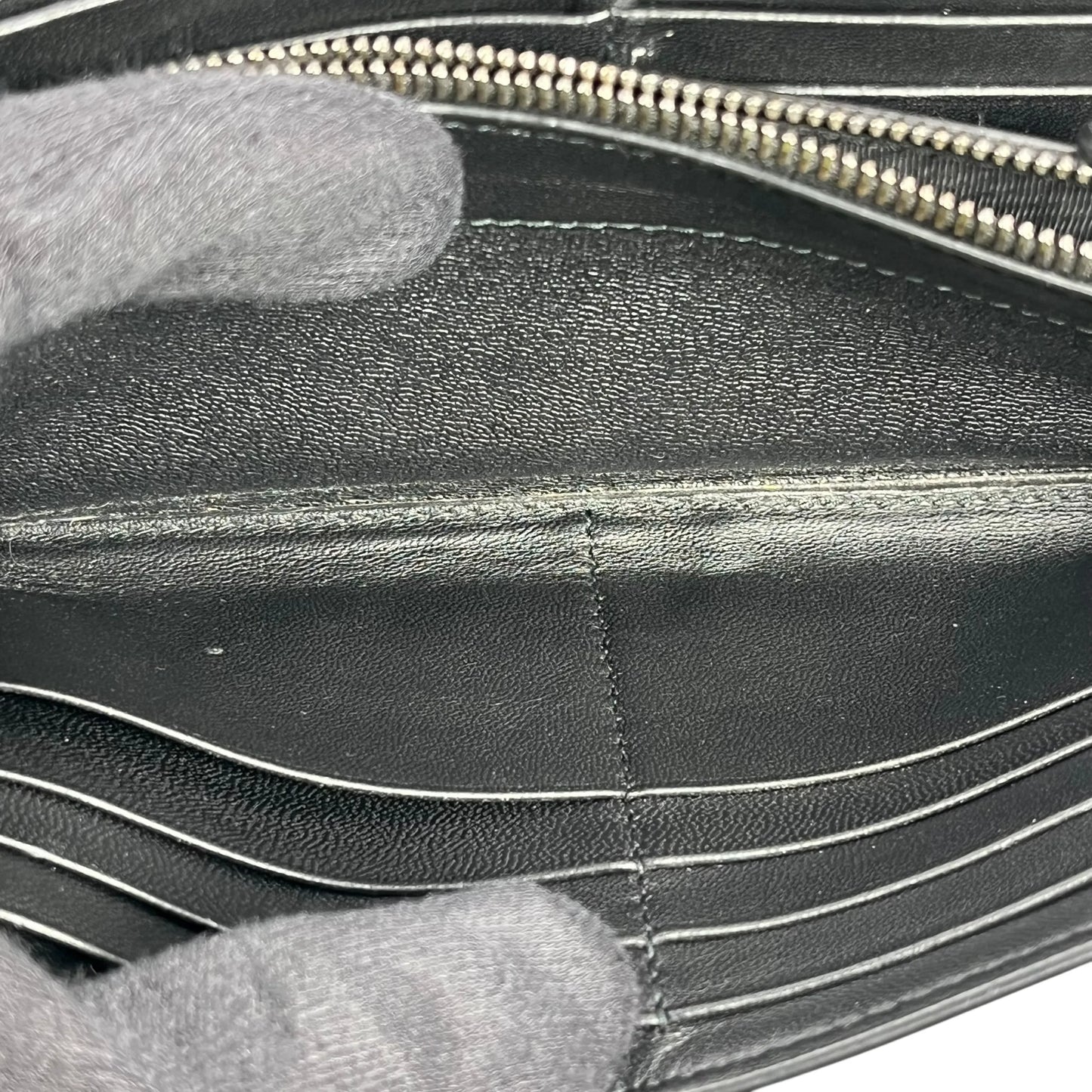 BOTTEGA VENETA イントレチャート レザー 長財布 ロングウォレット - ブラック