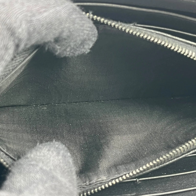 BOTTEGA VENETA Intrecciato Round Zip Leather Long Wallet - Black 