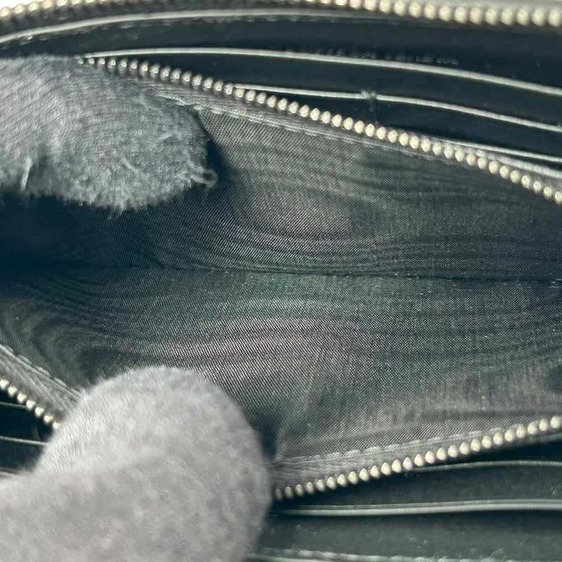 BOTTEGA VENETA Intrecciato Leather Round Zip Long Wallet - Black 