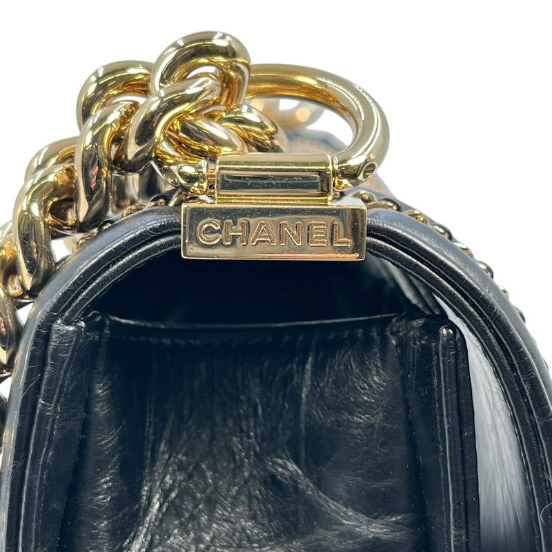 CHANEL Boy Chanel 20 Studded Calfskin Chain Shoulder Bag - Black 