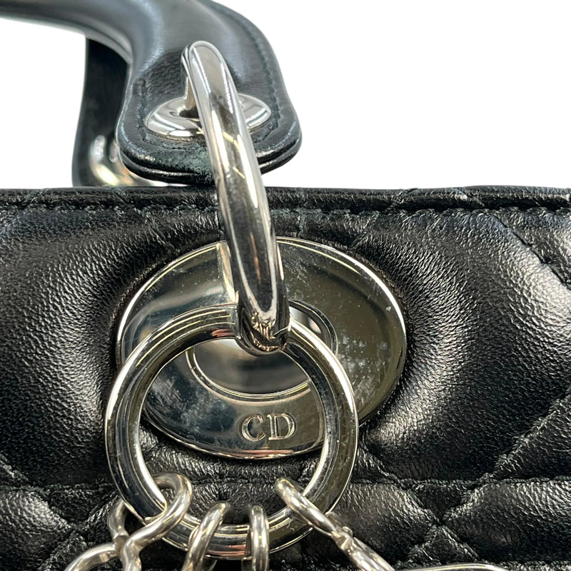 Christian Dior Lady Dior Cannage Lambskin Handbag/Shoulder Bag - Black 
