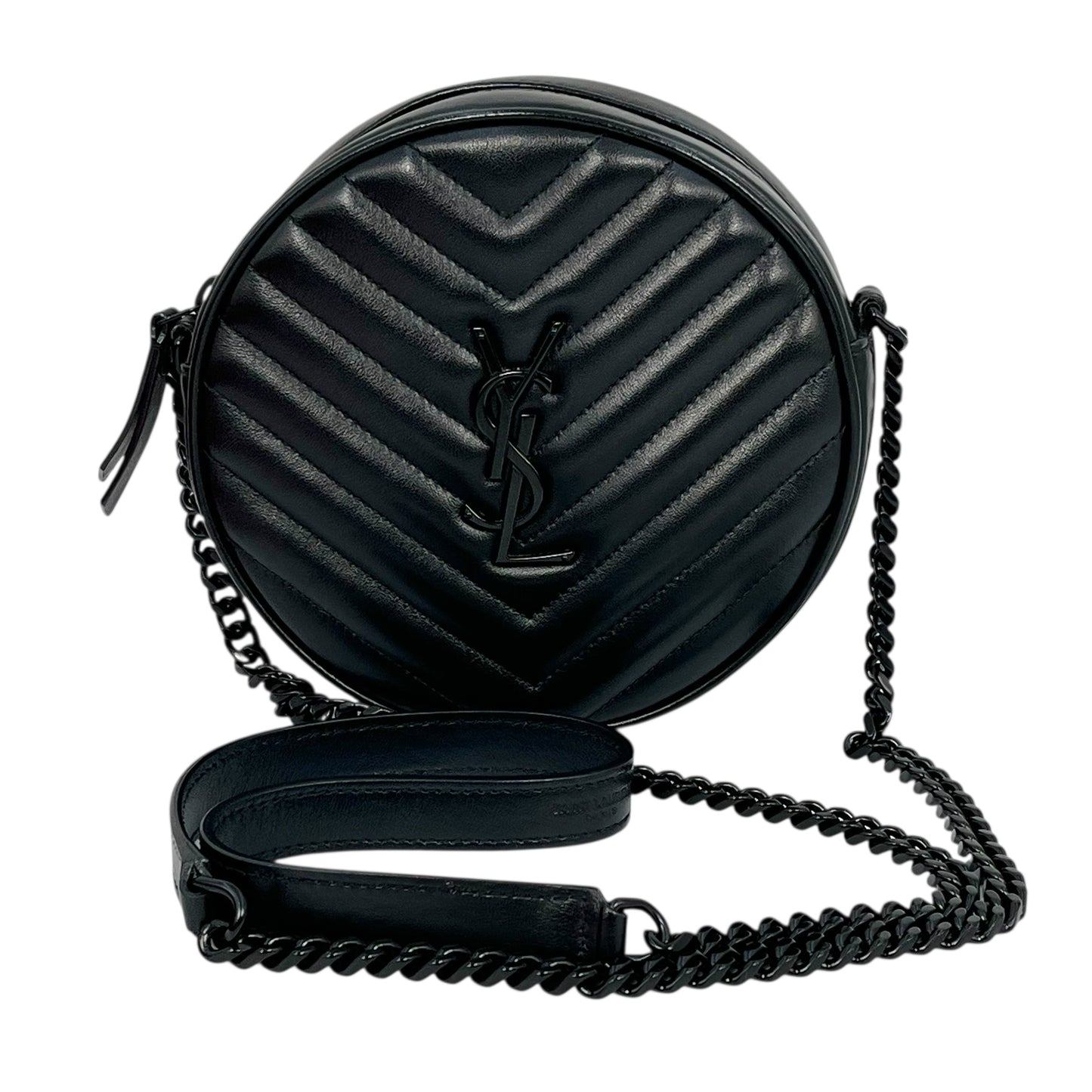 Saint Laurent Vinyl Mini Chain Shoulder Bag - Black 