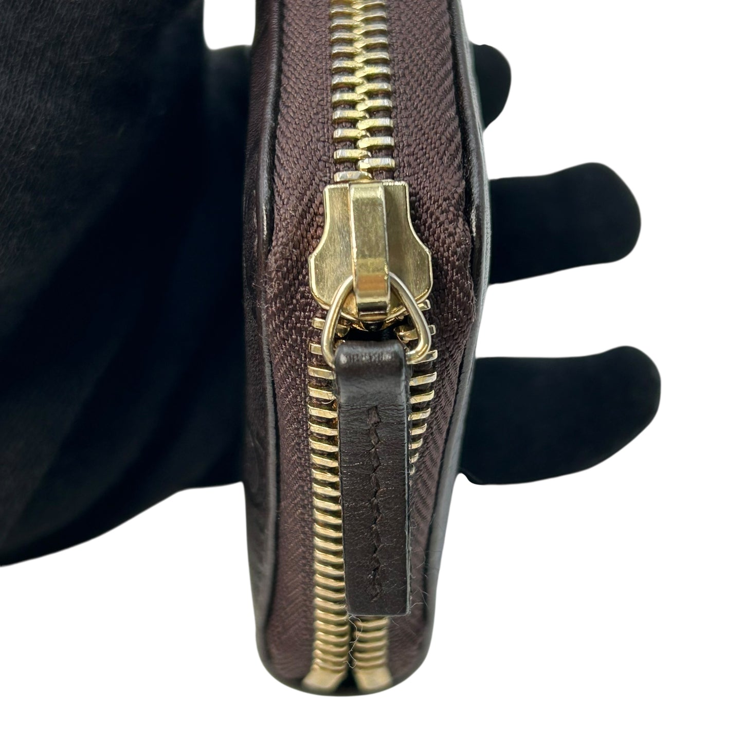 GUCCI Guccissima Card Case Compact Wallet - Dark Brown 