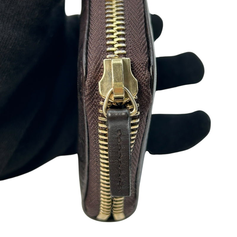 GUCCI Guccissima Card Case Compact Wallet - Dark Brown 