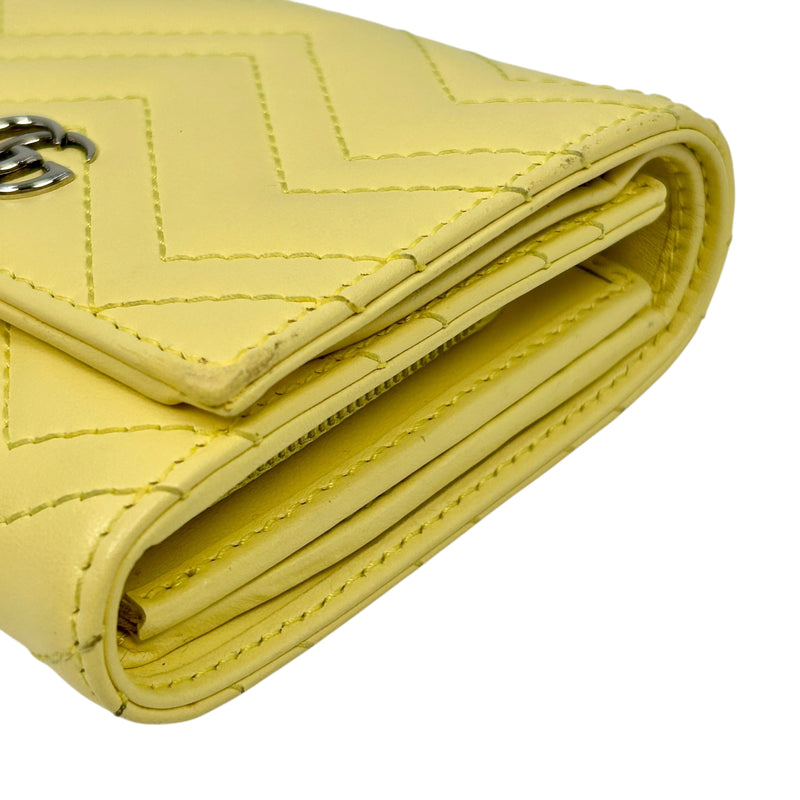 GUCCI GG Marmont Leather Bi-fold Compact Wallet - Yellow 