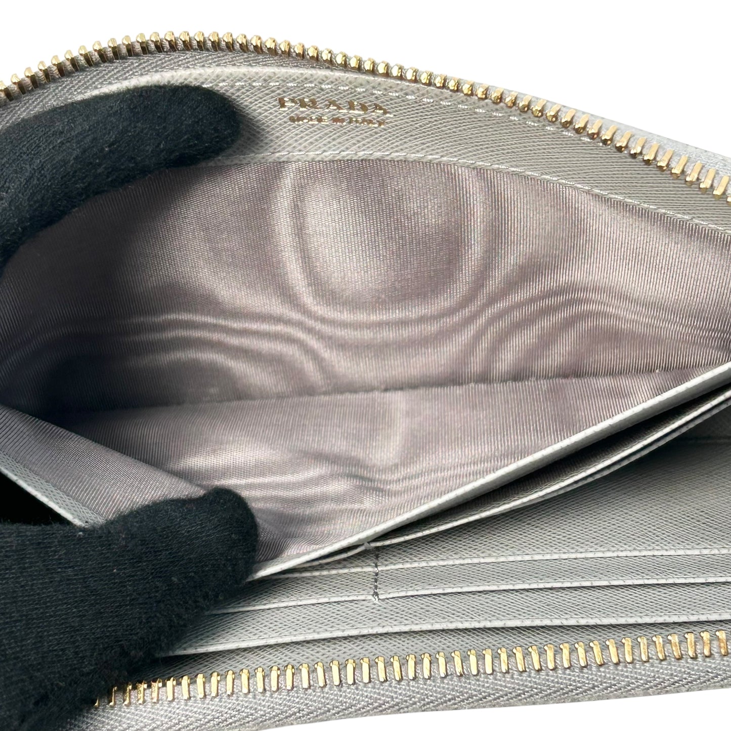 PRADA Saffiano Leather Long Wallet - Grey 