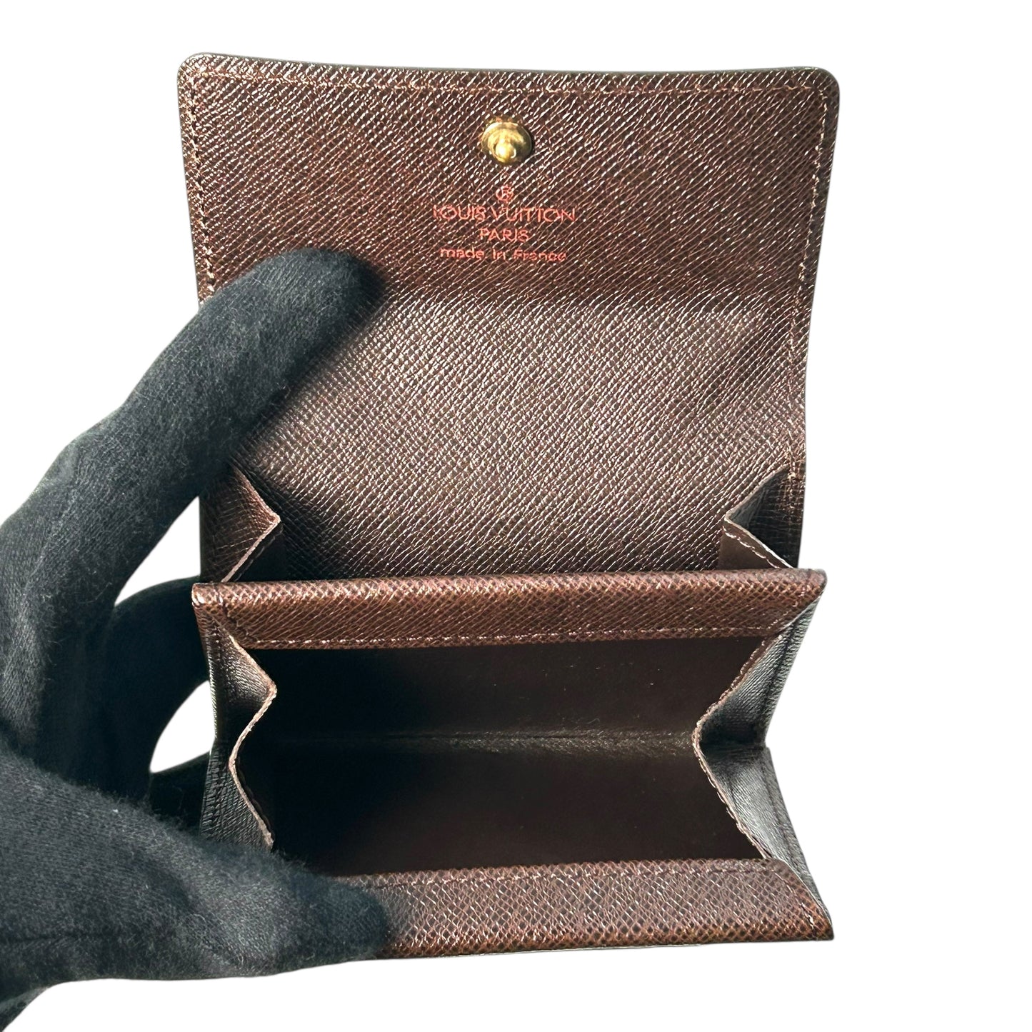 Louis Vuitton Damier Porte Monnaie Plat Bi-fold Compact Wallet - Dark Brown 