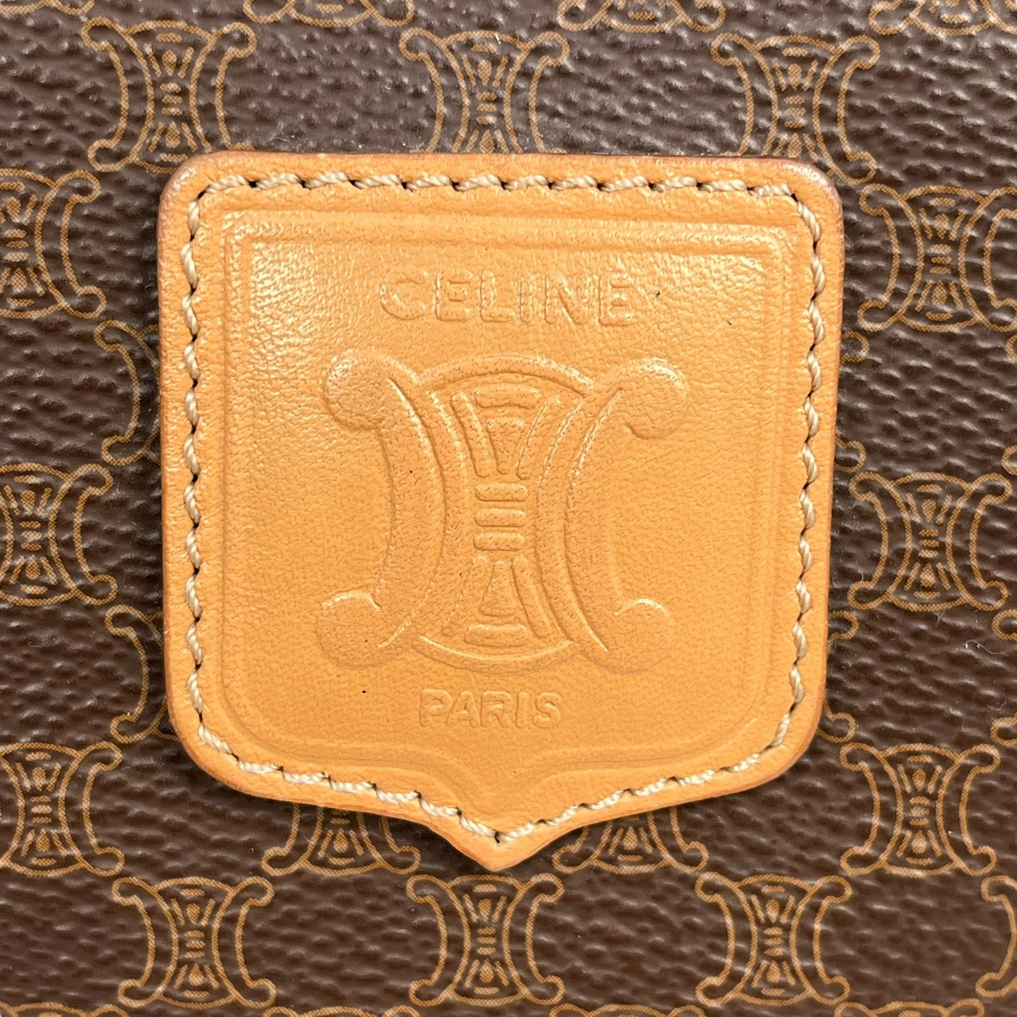 CELINE Macadam Boston Canvas Handbag - Brown 