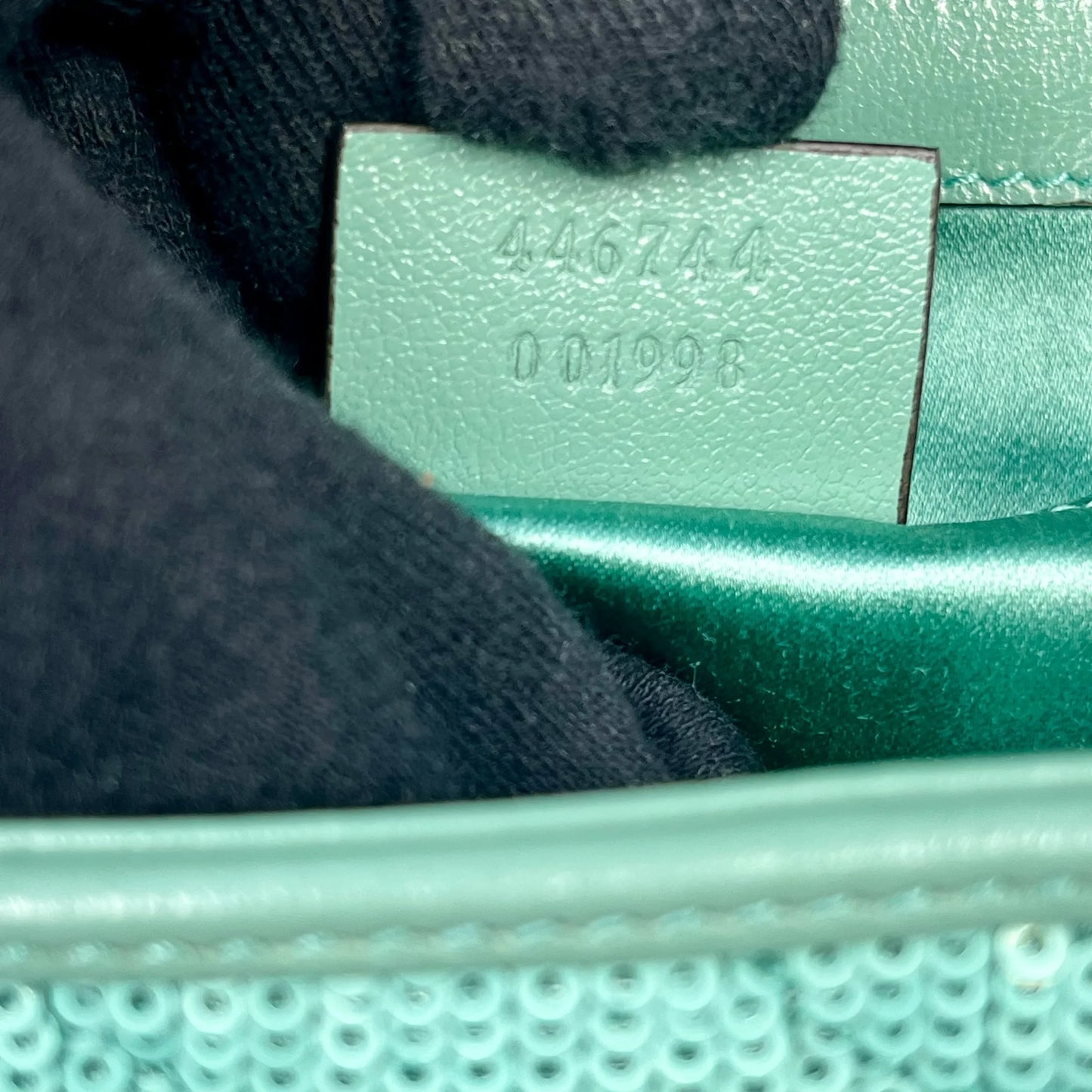 GUCCI GG Marmont Mini Sequin Shoulder Bag - Mint Green 