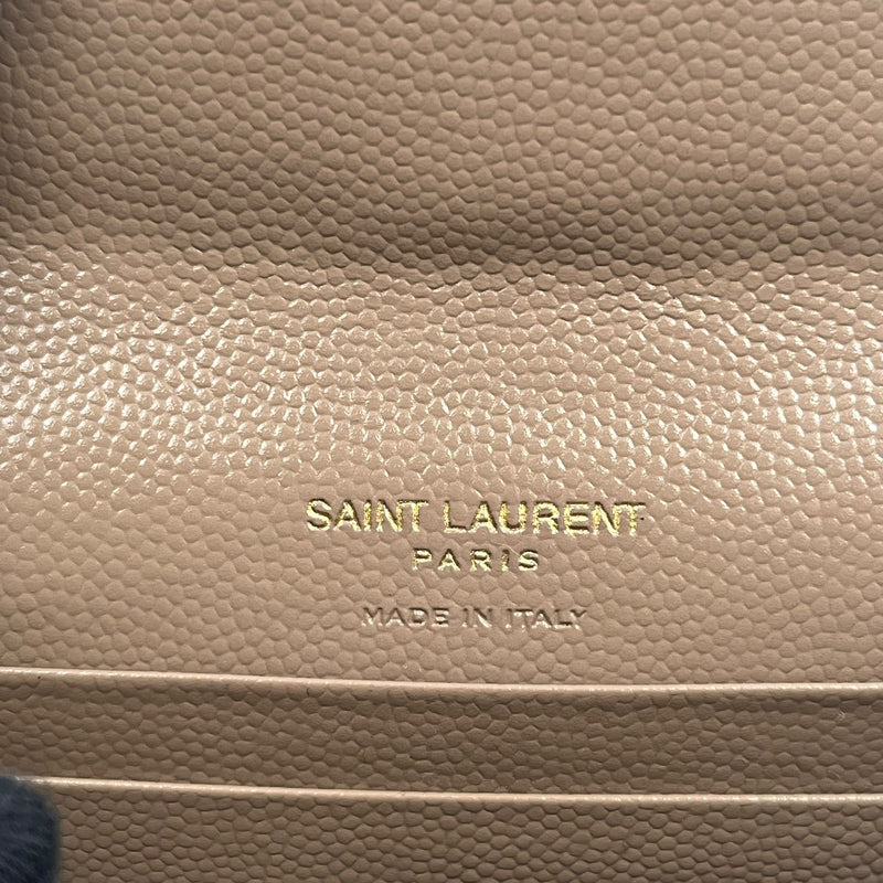 Saint Laurent Cassandra Matelasse Card Case Tri-fold Compact Wallet - Beige 