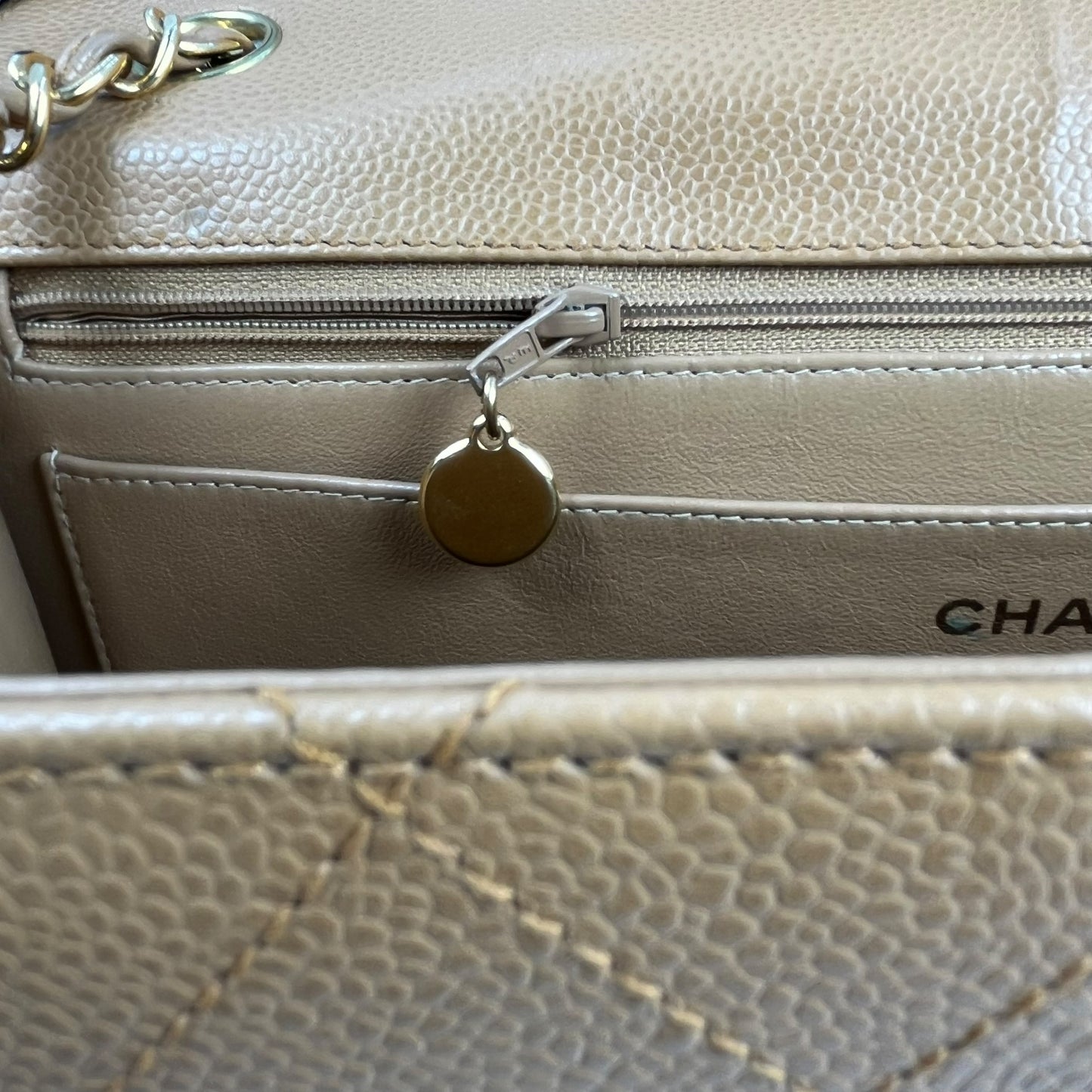 CHANEL Matelasse 30 Caviar Leather Chain Shoulder Bag - Brown 