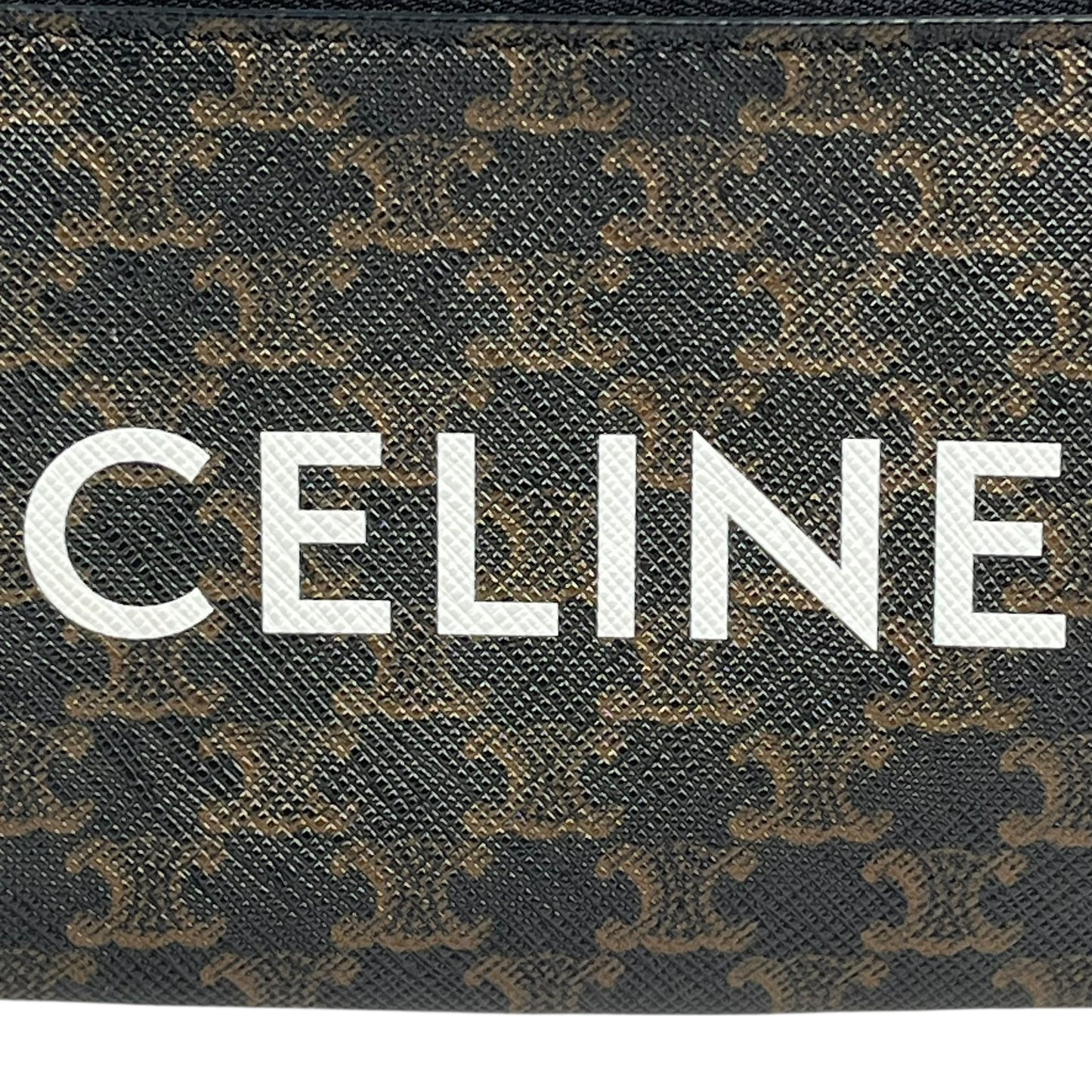 CELINE Triomphe Logo Coin Case &amp; Key Case - Dark Brown 