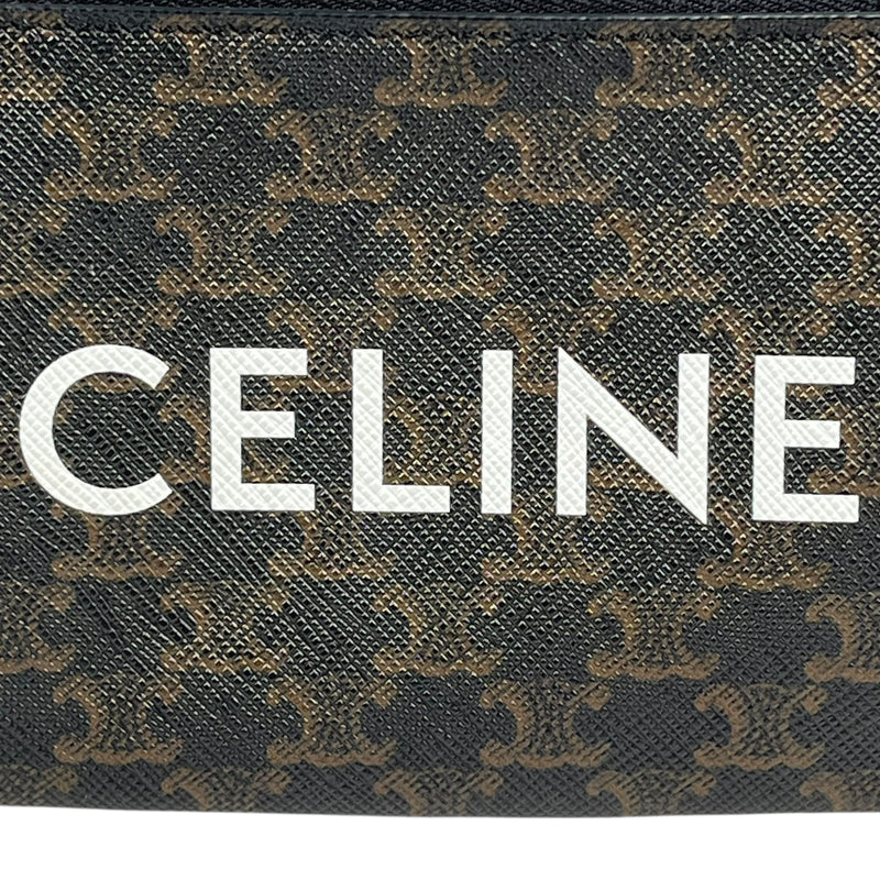 CELINE Triomphe Logo Coin Case &amp; Key Case - Dark Brown 