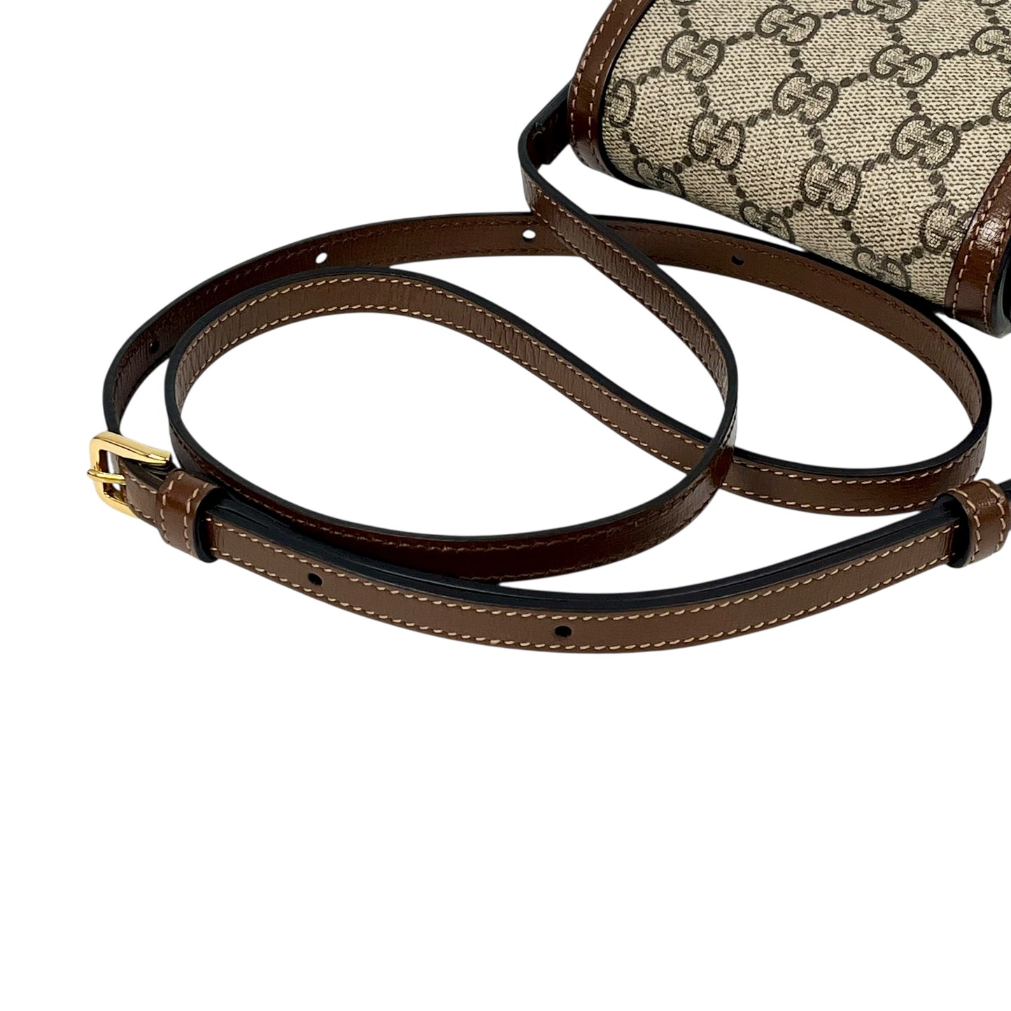 GUCCI GG スプリーム ホースビット 1955 ミニ ショルダーバッグ - ベージュ × ブラウン