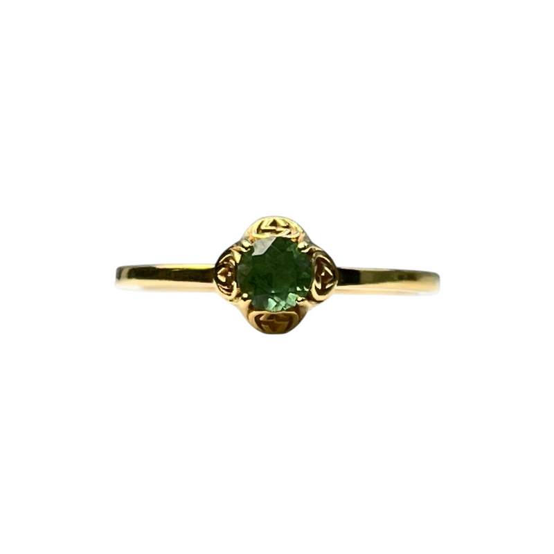GUCCI Interlocking G Tourmaline Ring Jewelry - 18KYG 