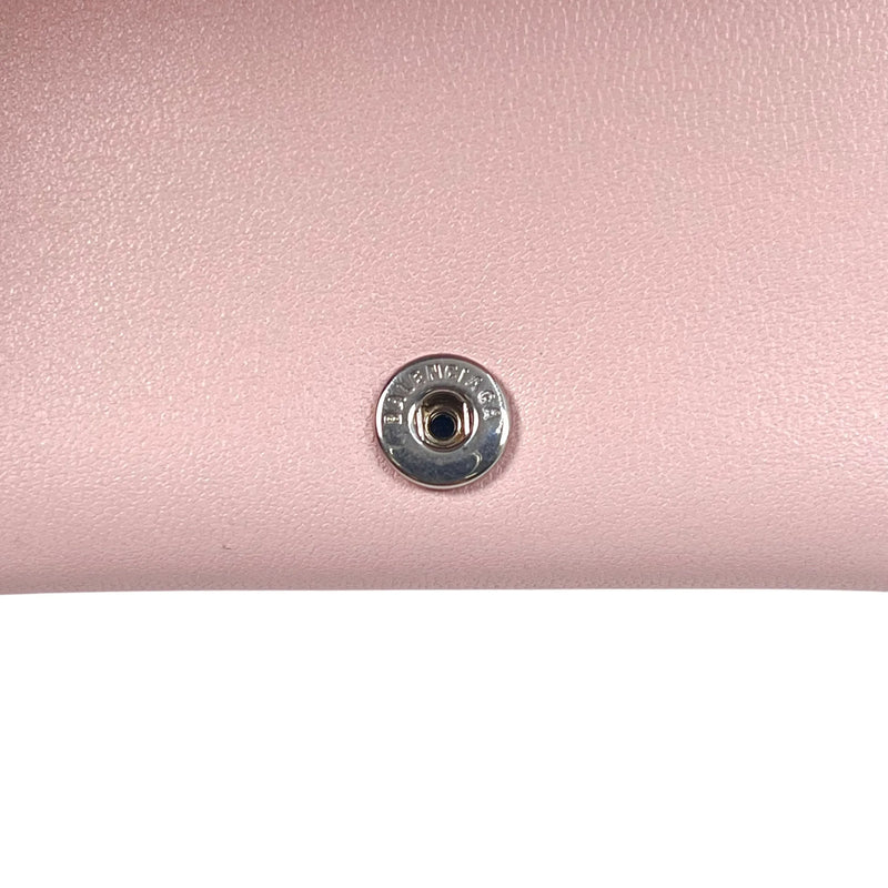 BALENCIAGA Cash Mini Leather Tri-fold Compact Wallet - Pink
