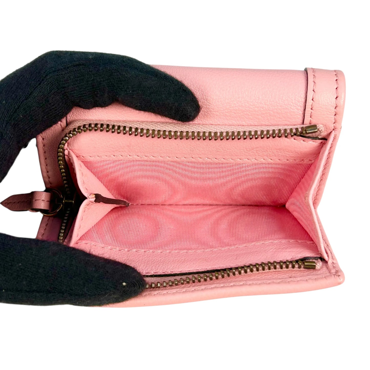 GUCCI GG Marmont Bamboo Tri-fold Compact Wallet - Pink 