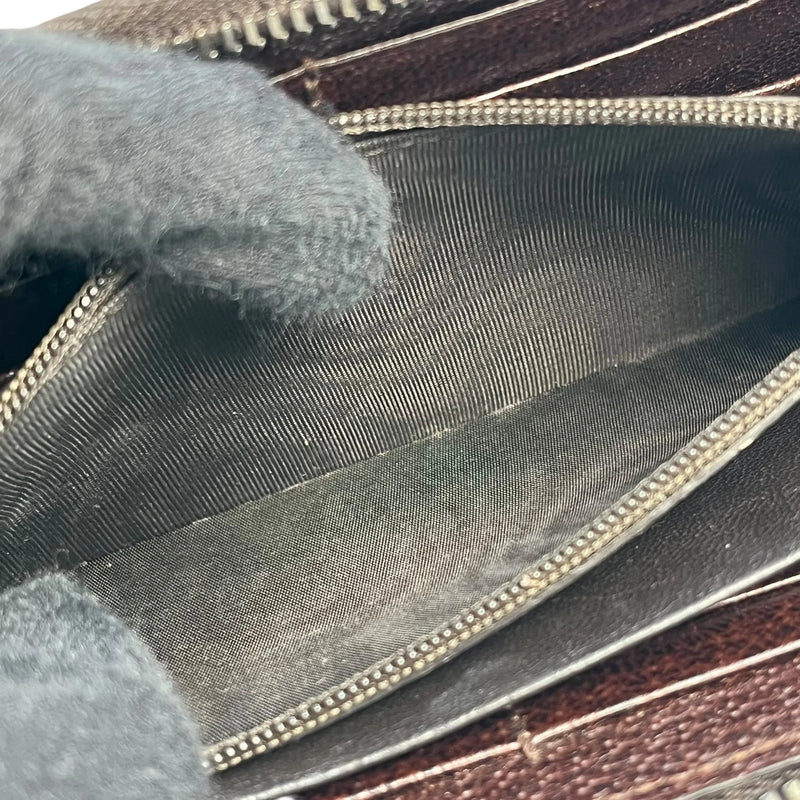 GUCCI キャンバス グッチシマ ラウンドジップ ロングウォレット - ブラウン