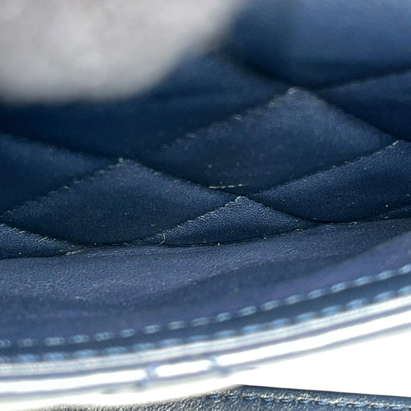 CHANEL Calfskin Matelassé Top Handle Trendy CC Handbag with Chain Shoulder Bag - Navy 