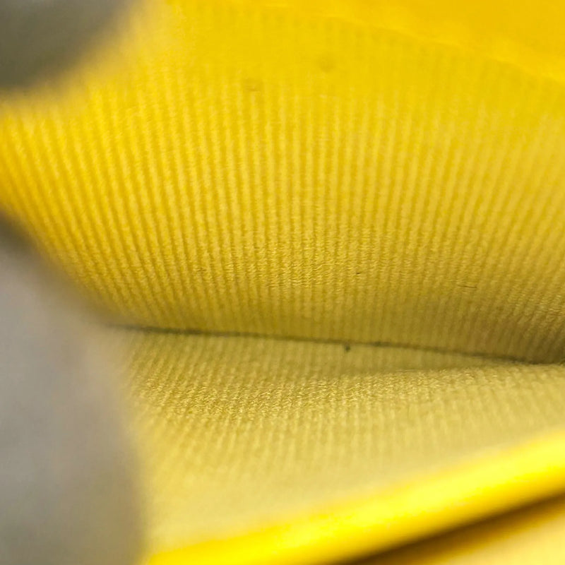 CHANEL Caviar Leather Matelasse Tri-Fold Compact Wallet - Yellow 