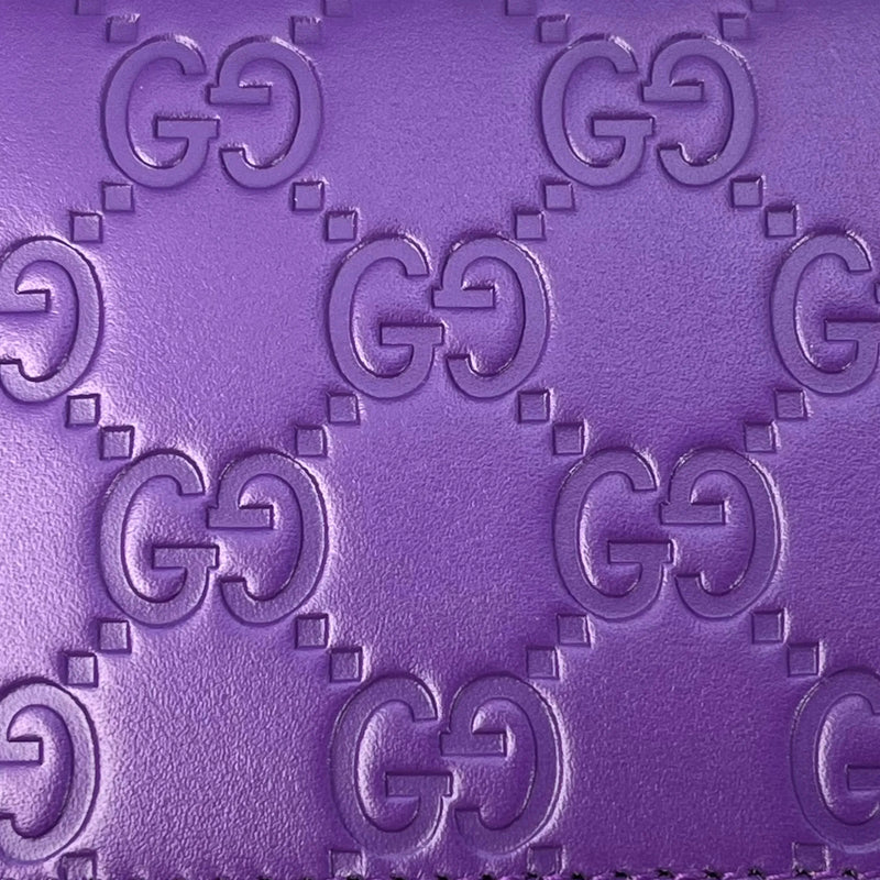 GUCCI Guccissima Leather Card Case - Purple 
