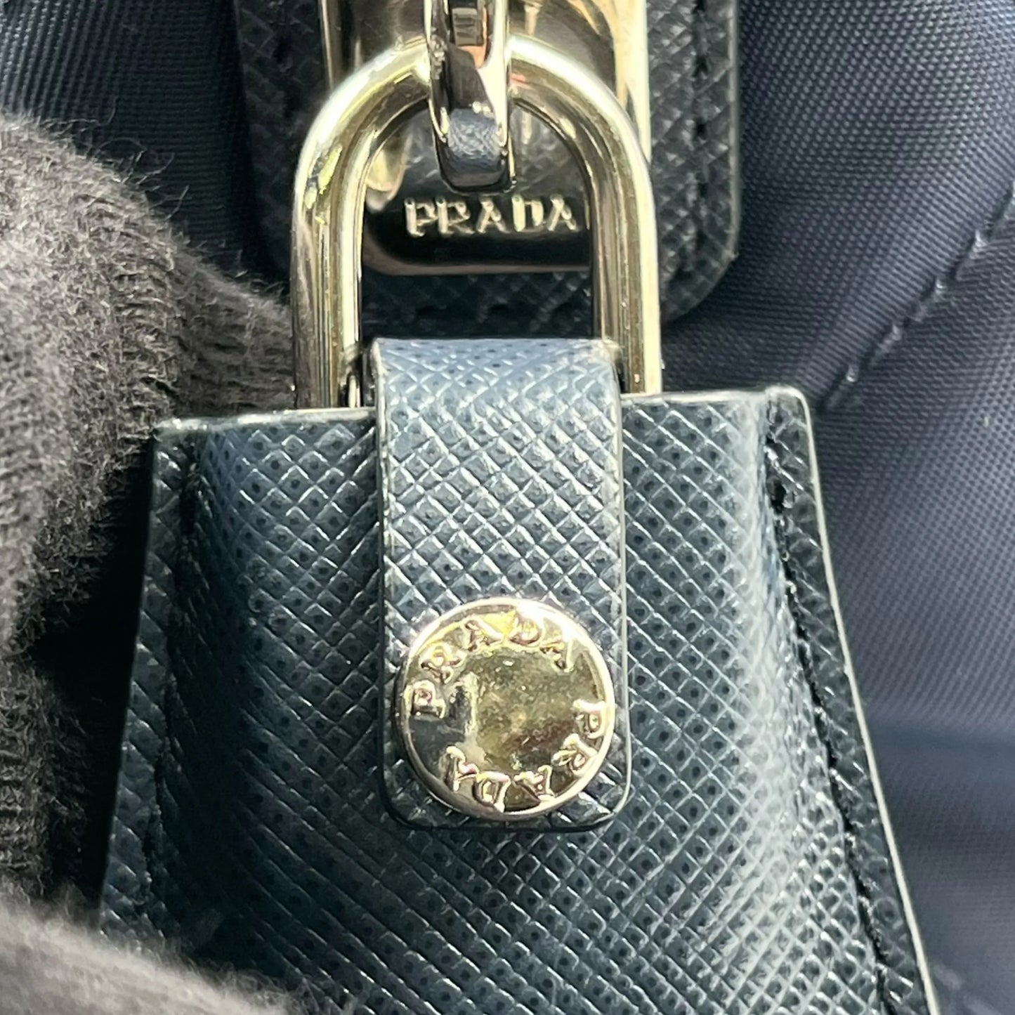 PRADA Quilted Nylon Chain Shoulder Bag - Navy 